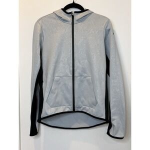 Nike Therma-FIT Gray Full Zip Hoodie Jacket Black Trim Womens Medium M